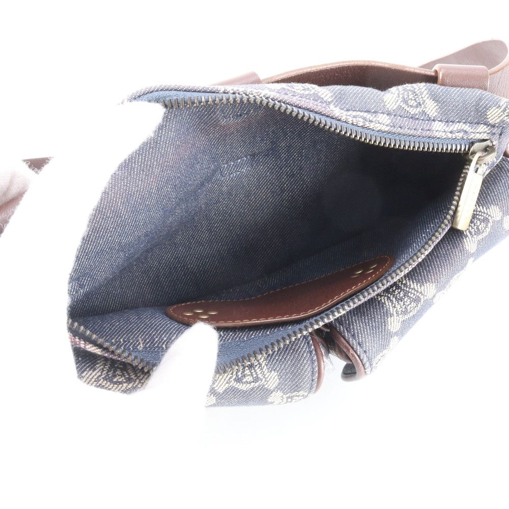 Celine Macadam Denim Triomphe Leather 2-Way Belt Bag Crossbody Waist Pouch — view 8