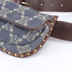 Celine Macadam Denim Triomphe Leather 2-Way Belt Bag Crossbody Waist Pouch — view 5