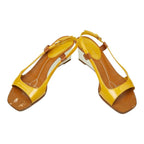 Louis Vuitton Wedge Sole Sandals Yellow Brown Leather Enamel — view 4