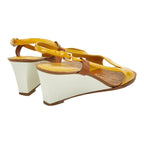 Louis Vuitton Wedge Sole Sandals Yellow Brown Leather Enamel — view 3