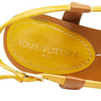 Louis Vuitton Wedge Sole Sandals Yellow Brown Leather Enamel — view 7