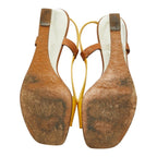 Louis Vuitton Wedge Sole Sandals Yellow Brown Leather Enamel — view 5