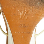 Louis Vuitton Monogram Wedge Sole Sandals White Brown Leather Enamel — view 9