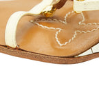 Louis Vuitton Monogram Wedge Sole Sandals White Brown Leather Enamel — view 7