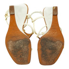 Louis Vuitton Monogram Wedge Sole Sandals White Brown Leather Enamel — view 5