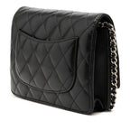 Chanel CC Logo Quilted Crossbody Chain Shoulder Bag Wallet Black Lambskin — view 2