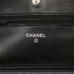 Chanel CC Logo Quilted Crossbody Chain Shoulder Bag Wallet Black Lambskin — view 6