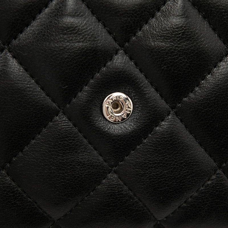 Chanel CC Logo Quilted Crossbody Chain Shoulder Bag Wallet Black Lambskin — view 4
