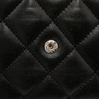Chanel CC Logo Quilted Crossbody Chain Shoulder Bag Wallet Black Lambskin — view 4