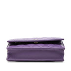 Chanel CC Logo Quilted Chain Shoulder Bag Wallet Purple Gold Caviar Leather — view 3