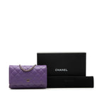 Chanel CC Logo Quilted Chain Shoulder Bag Wallet Purple Gold Caviar Leather — view 7