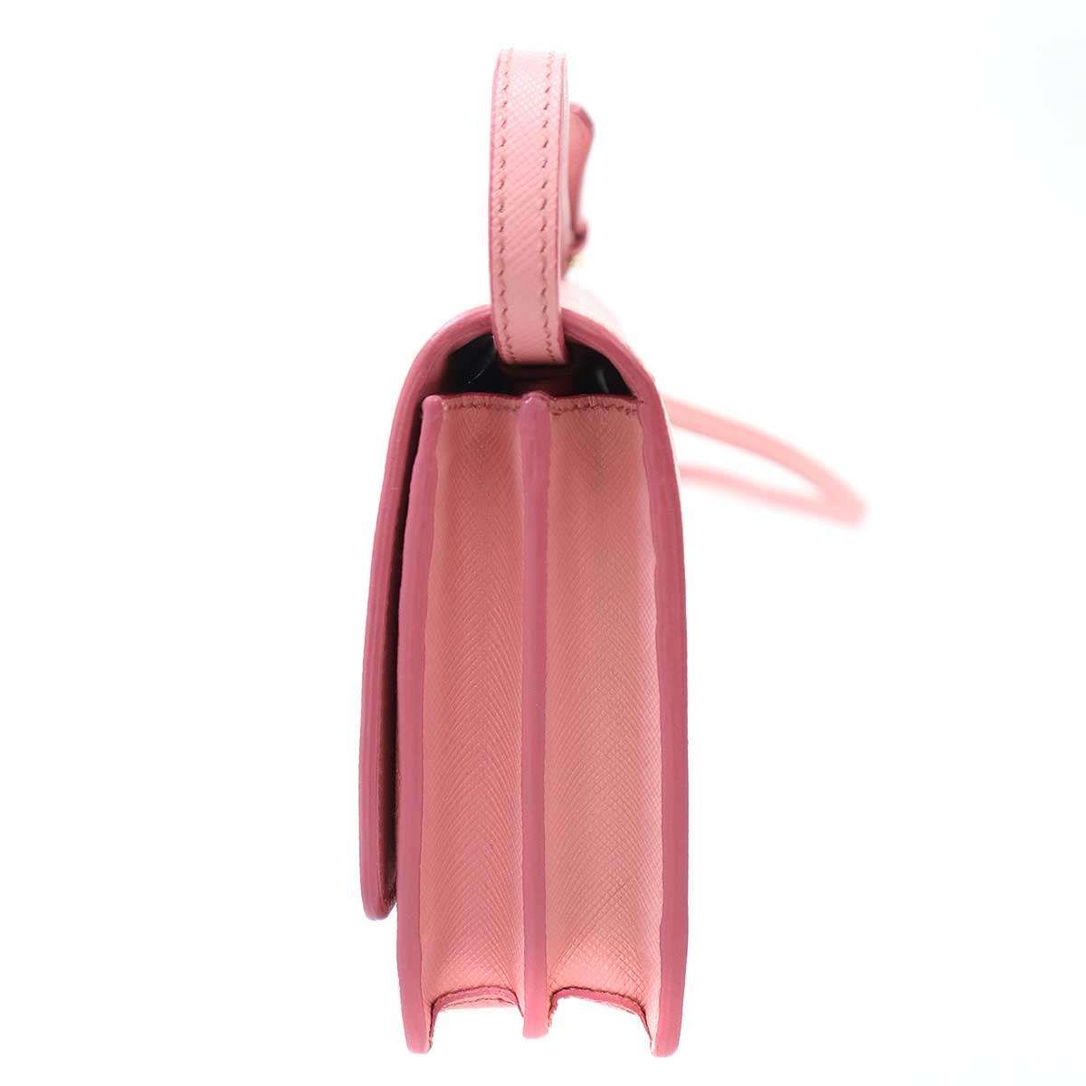 Prada Saffiano Leather Shoulder Bag Pink — view 4