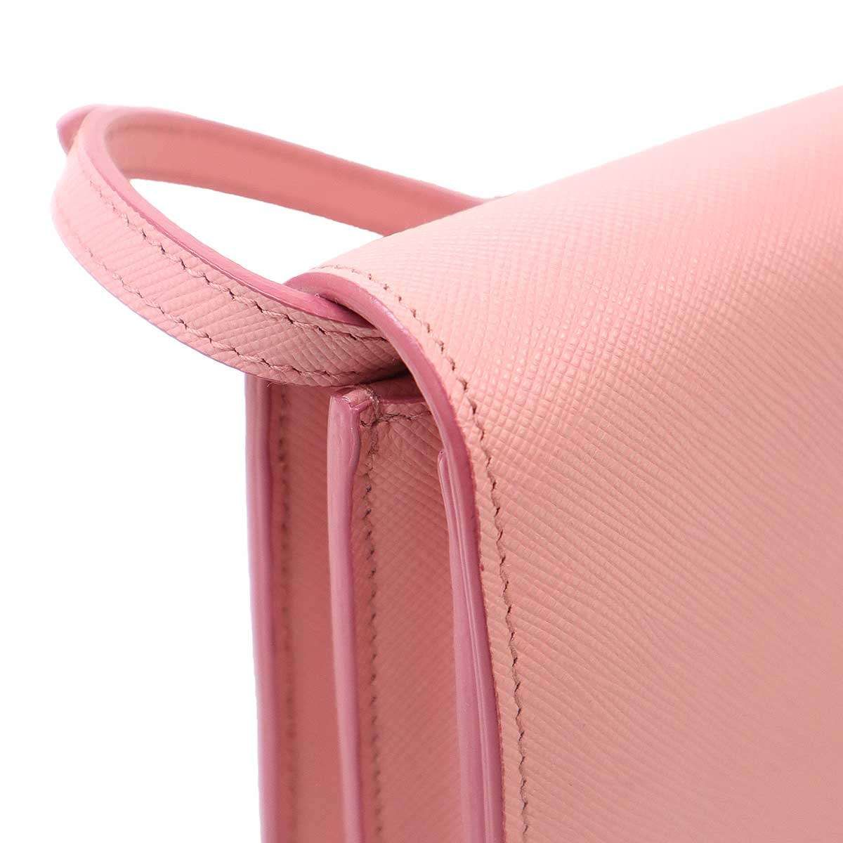 Prada Saffiano Leather Shoulder Bag Pink — view 8