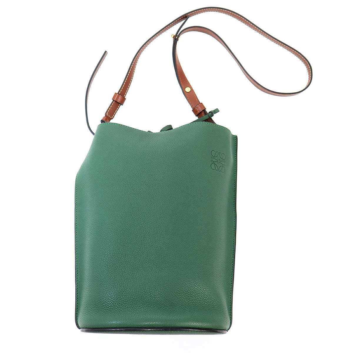 Loewe Gate Bucket Leather Shoulder Bag Green
