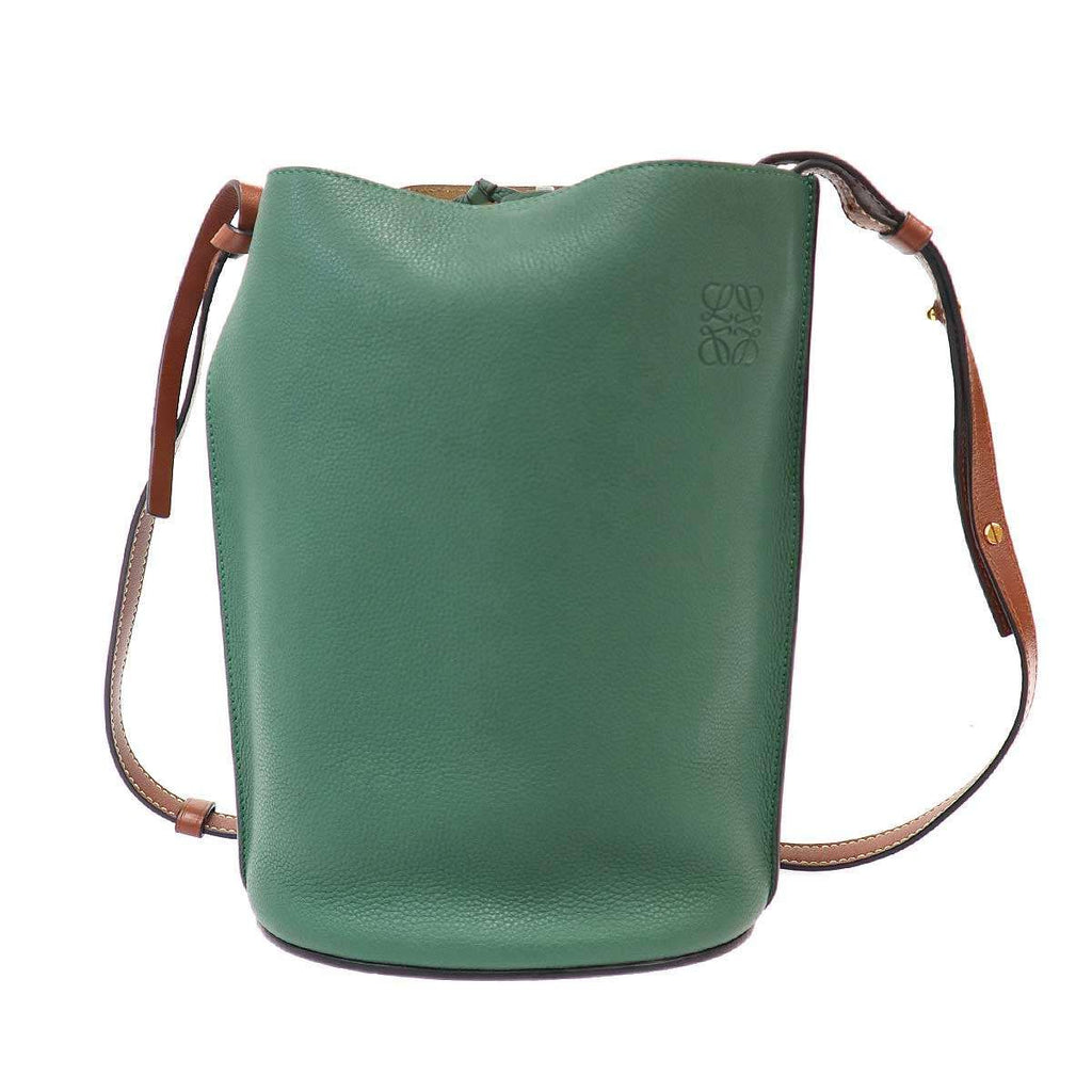 Loewe Gate Bucket Leather Shoulder Bag Green — view 2