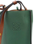 Loewe Gate Bucket Leather Shoulder Bag Green — view 8