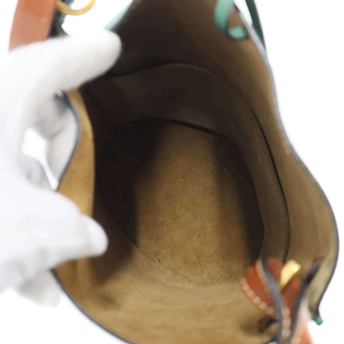 Loewe Gate Bucket Leather Shoulder Bag Green — view 7