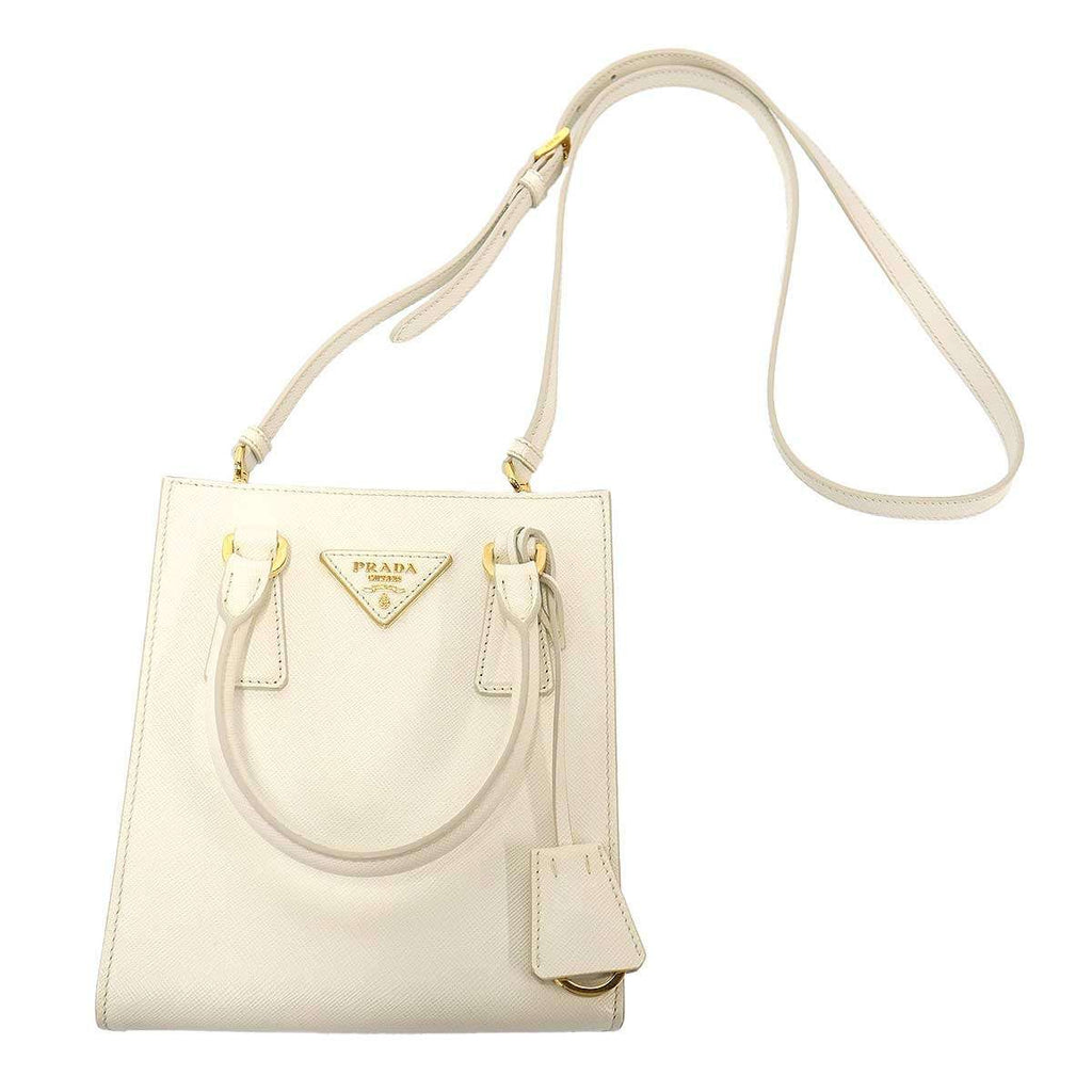 Prada Saffiano Small Leather Shoulder Bag White