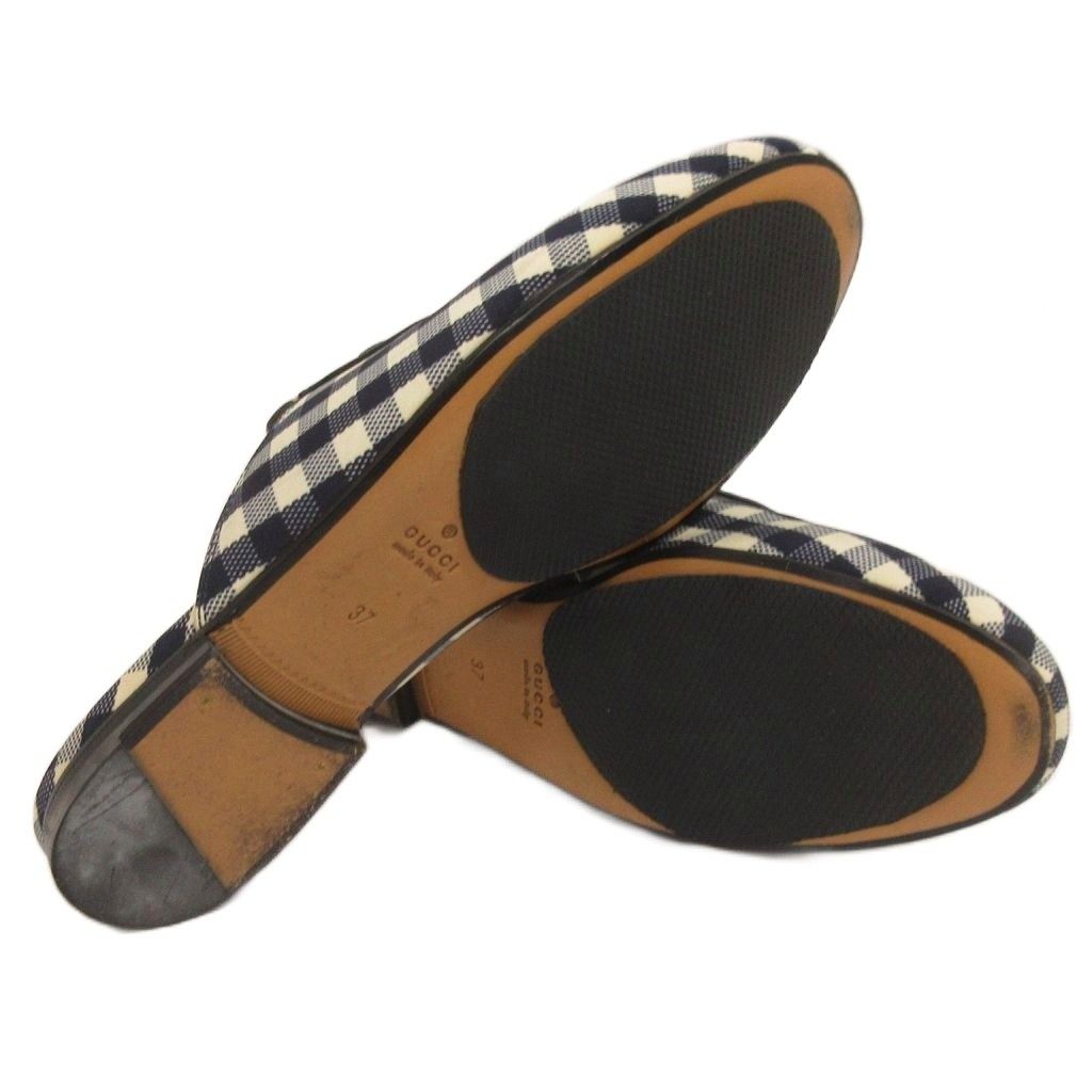 Gucci Princetown Plaid Horsebit Sandals Slippers Slip Ons Navy — view 4