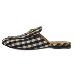 Gucci Princetown Plaid Horsebit Sandals Slippers Slip Ons Navy — view 2