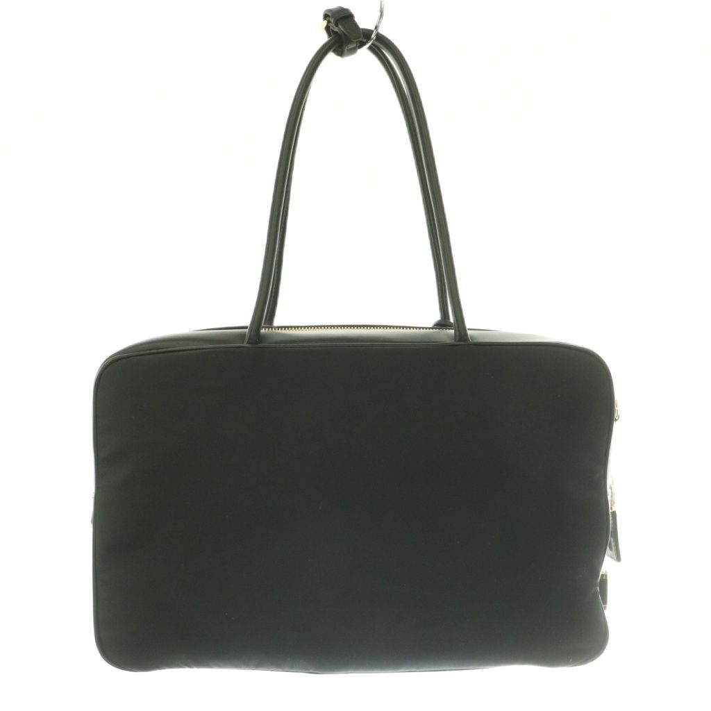 Prada Large Re-Nylon Tote Large Nylon Hand Triangle Plate Logo Black BB — view 3