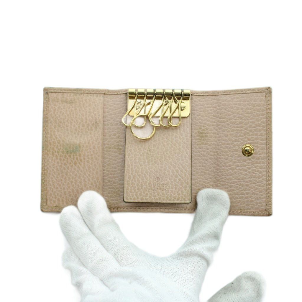 Gucci Key Case Logo 6 Leather Marmont Pink Key Holder — view 5
