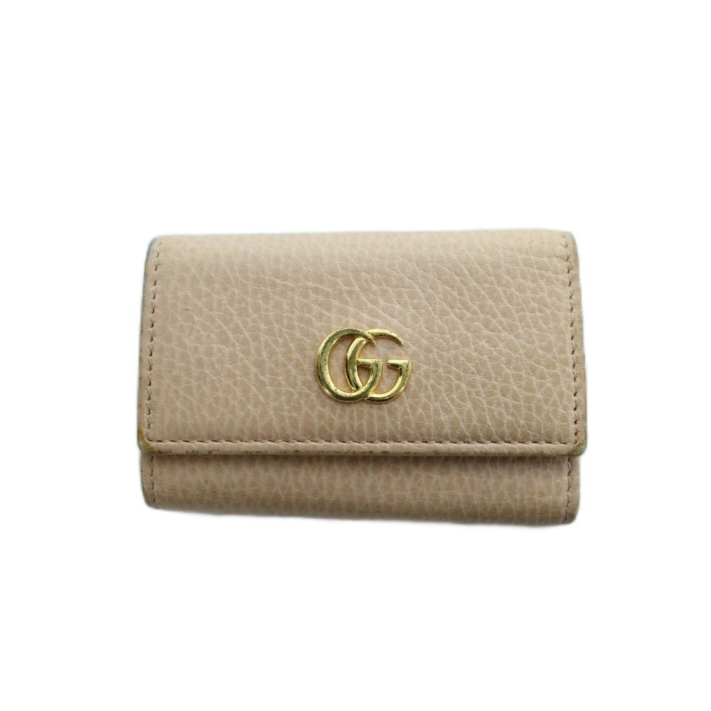 Gucci Key Case Logo 6 Leather Marmont Pink Key Holder