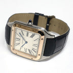 Cartier Santos Dumont LM SS PG Leather Silver Hand Wound Watch — view 5
