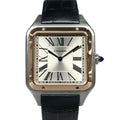 Cartier Santos Dumont LM SS PG Leather Silver Hand Wound Watch