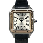 Cartier Santos Dumont LM SS PG Leather Silver Hand Wound Watch
