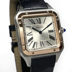 Cartier Santos Dumont LM SS PG Leather Silver Hand Wound Watch — view 3