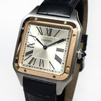 Cartier Santos Dumont LM SS PG Leather Silver Hand Wound Watch — view 2