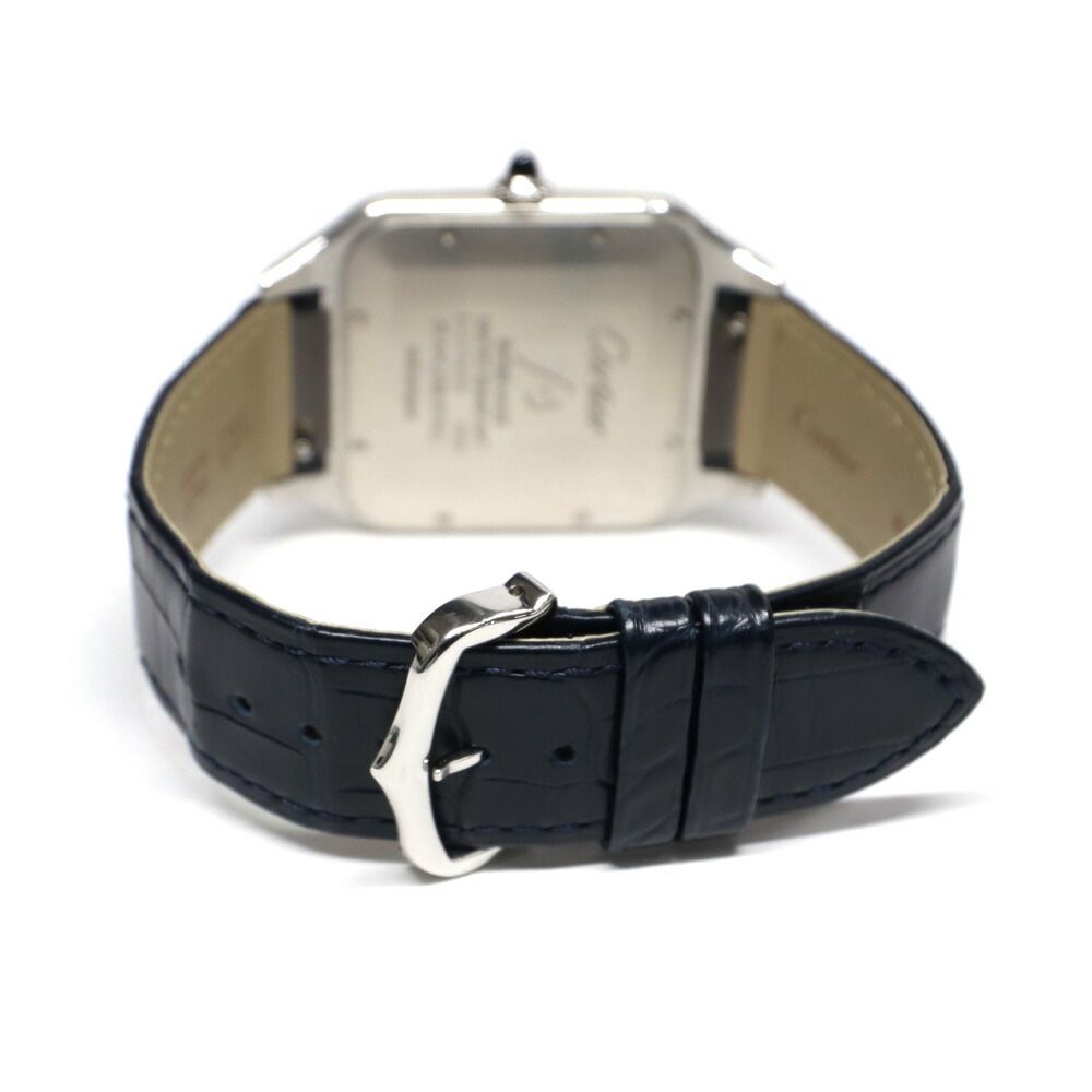 Cartier Santos Dumont LM SS PG Leather Silver Hand Wound Watch — view 6