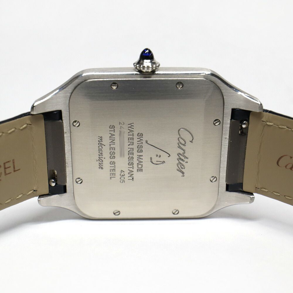 Cartier Santos Dumont LM SS PG Leather Silver Hand Wound Watch — view 8