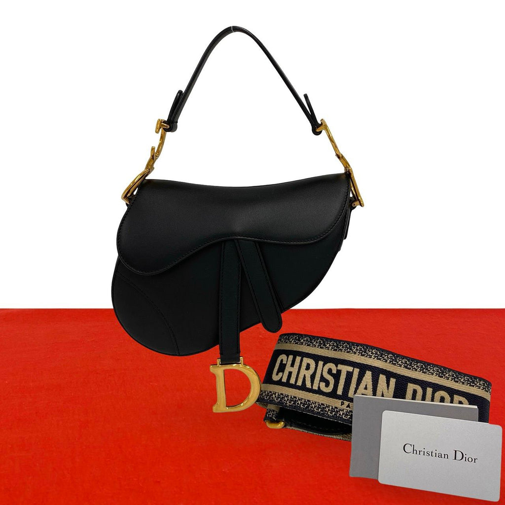 Dior Saddle Bag Canvas Leather 2-Way Black