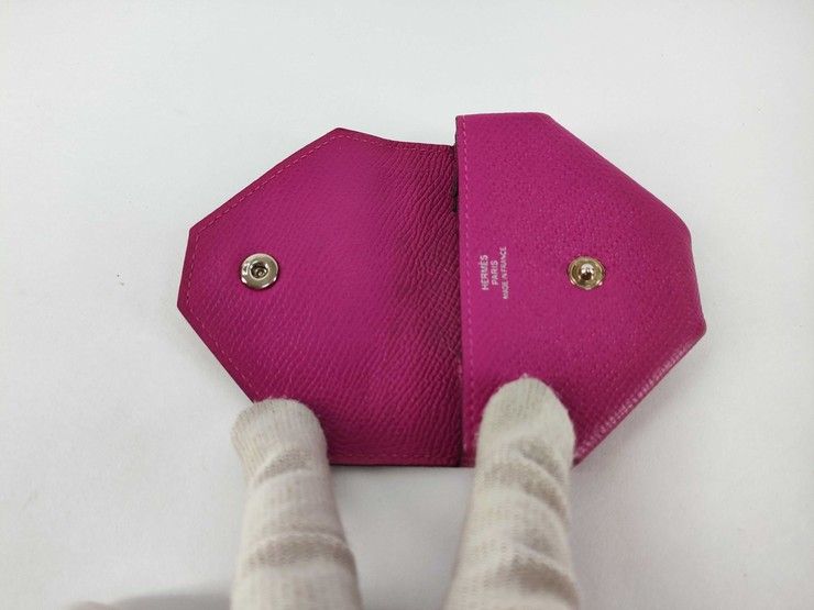 Hermes Coin Case le Van Quatre Pink Veau Epsom Silver — view 7