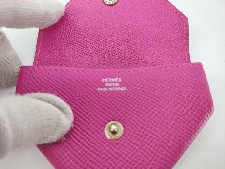 Hermes Coin Case le Van Quatre Pink Veau Epsom Silver — view 8