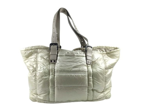 Bottega Veneta Tote Spinner Yellow Beige Nylon Leather Intrecciato Shoulder