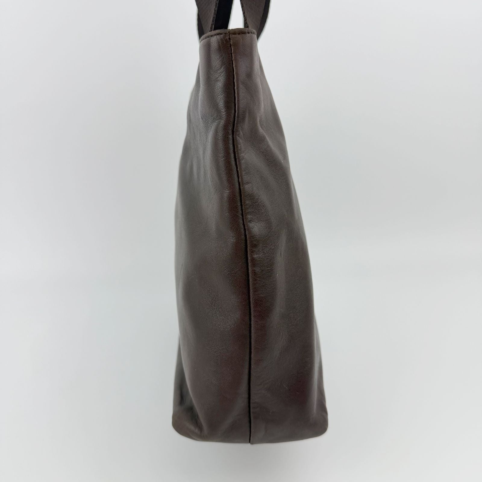 Prada Triangle Logo Tote Leather Brown Vintage — view 5