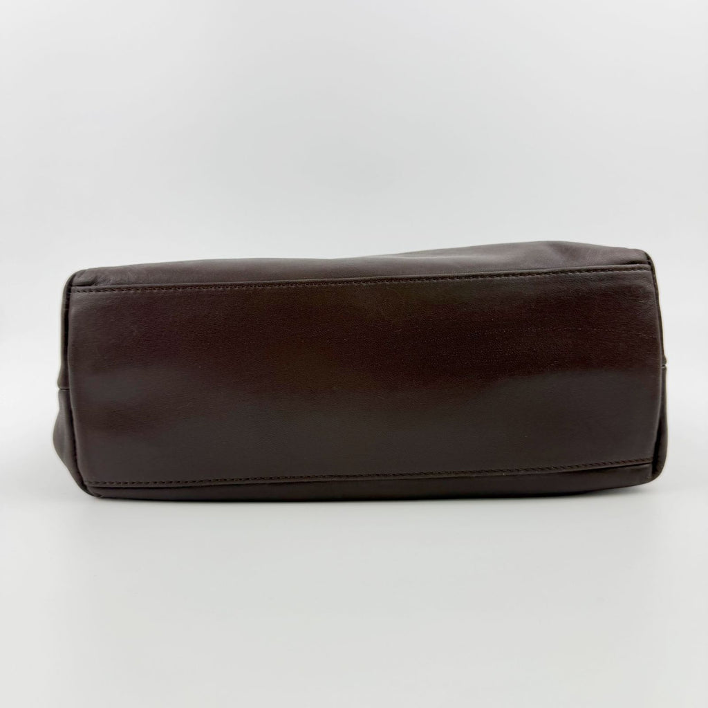 Prada Triangle Logo Tote Leather Brown Vintage — view 8