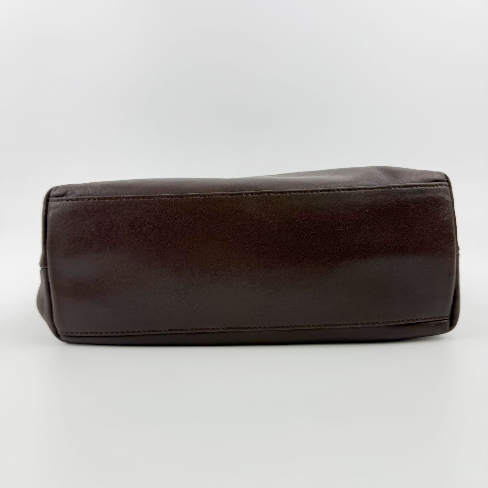 Prada Triangle Logo Tote Leather Brown Vintage — view 8