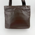 Prada Triangle Logo Tote Leather Brown Vintage — view 4