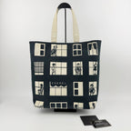 Chanel Window Pattern CC Logo Tote Canvas Black Ivory Silver Vintage