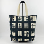 Chanel Window Pattern CC Logo Tote Canvas Black Ivory Silver Vintage — view 4