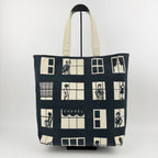 Chanel Window Pattern CC Logo Tote Canvas Black Ivory Silver Vintage — view 3