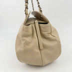 Chanel Chain Shoulder Boston Bag Caviar Leather Beige Silver Vintage — view 6