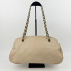 Chanel Chain Shoulder Boston Bag Caviar Leather Beige Silver Vintage — view 3