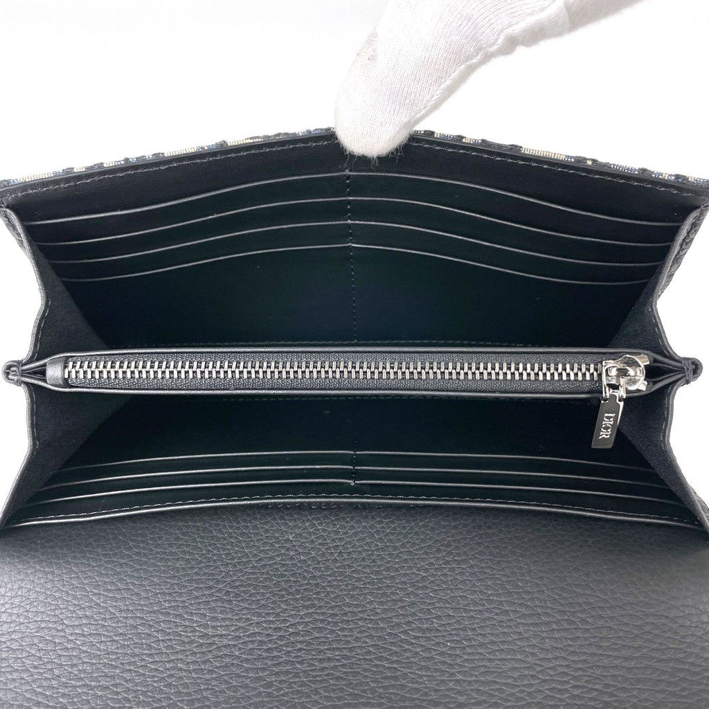Dior Trotter Pattern Bifold Wallet Saddle Canvas Black — view 6