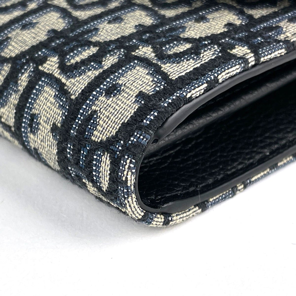 Dior Trotter Pattern Bifold Wallet Saddle Canvas Black — view 3