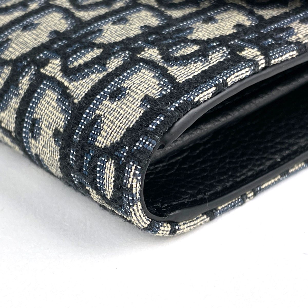 Dior Trotter Pattern Bifold Wallet Saddle Canvas Black — view 3